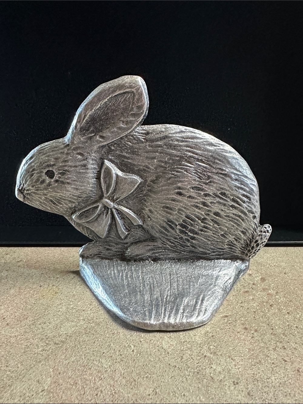 Vintage Carson Statesmetal Pewter-Look Rabbit BookEnd Decorative Sculpture